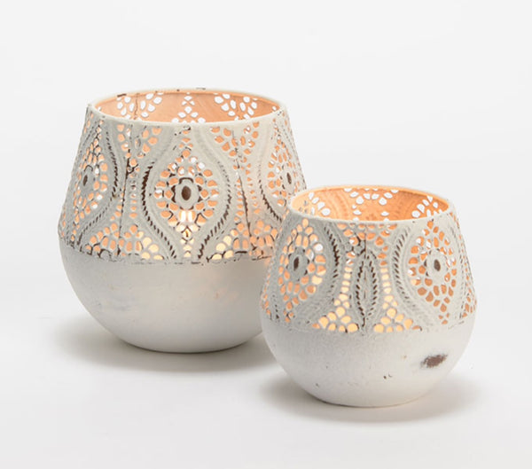 Portacandela Deco Metal Bianco