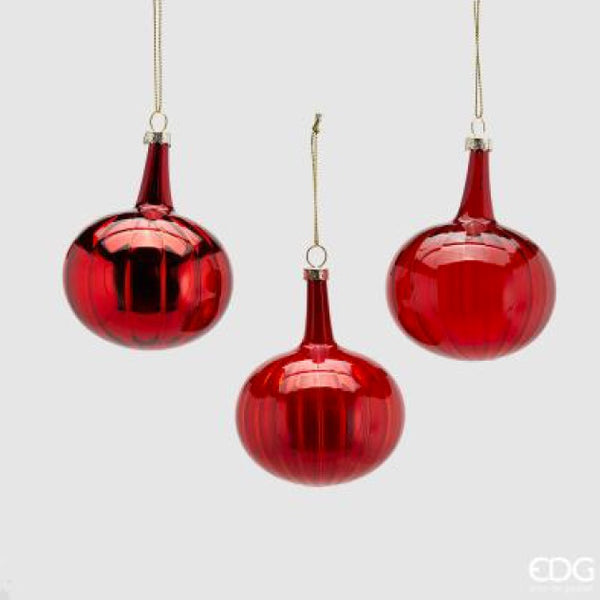 Pallina Vetro Neck Spicchi Rosso