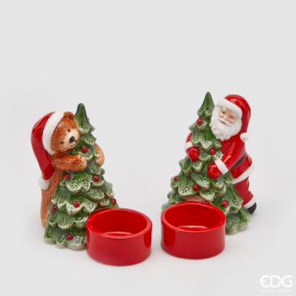 Portacandela Babbo e Orso con Pino