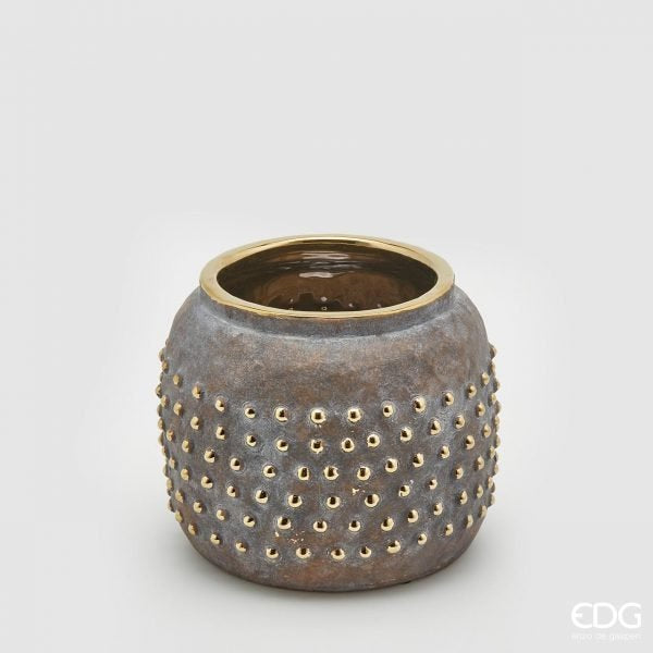 Vaso Bombato Borchie Oro