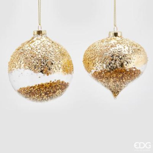Pallina Trottola Vetro Gold con Perline Grande