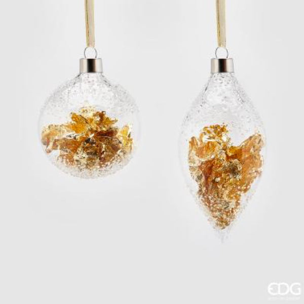 Palla Fuso Vetro Foglia Oro Piccola