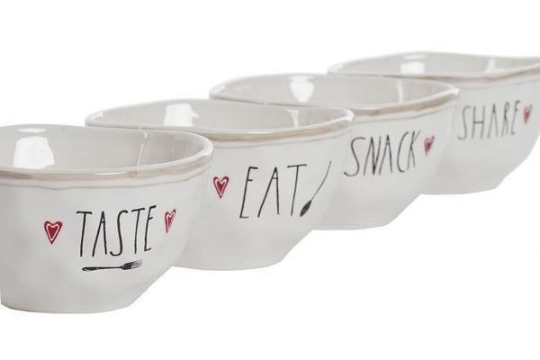 Ciotola Porcellana "Taste" "Eat" "Snack" "Share"